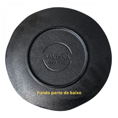 PRATO DE FERRO 24CM REDONDO COM SUPORTE DE MADEIRA SANTANA