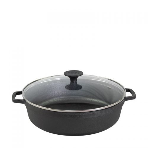 Risoteira De Ferro 28cm 3,9litros Com Tampa De Vidro Santana
