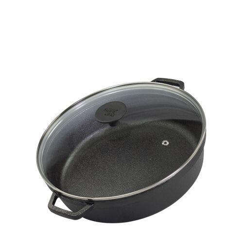 Risoteira De Ferro 28cm 3,9litros Com Tampa De Vidro Santana