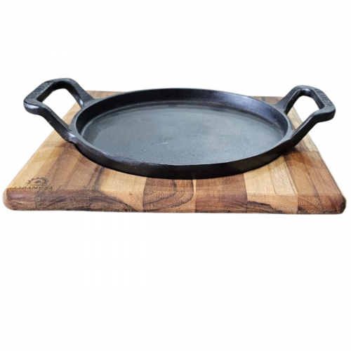 BIFETEIRA REDONDA COM AL�AS DE FERRO 22 CM E SUPORTE DE MADEIRA