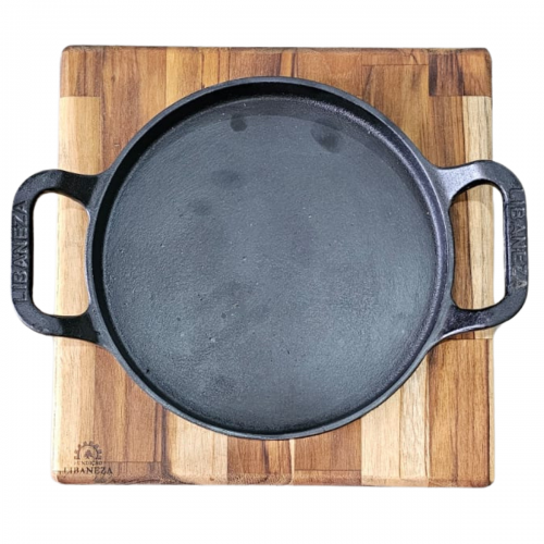 BIFETEIRA REDONDA COM AL�AS DE FERRO 22 CM E SUPORTE DE MADEIRA