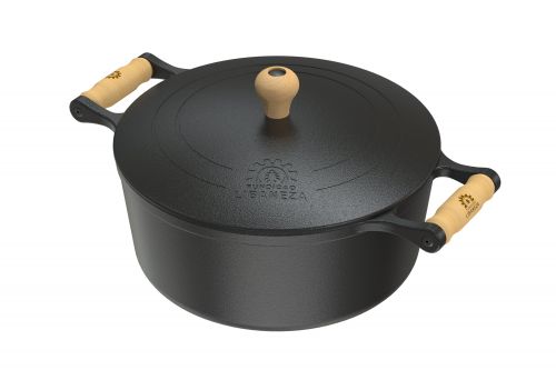 Caçarola alça de madeira tampa de ferro 6,5 litros 28 cm Lib