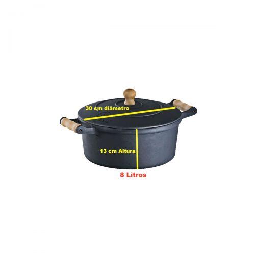 Ca�arola al�a de madeira tampa de ferro 8 litros 30 cm Lib