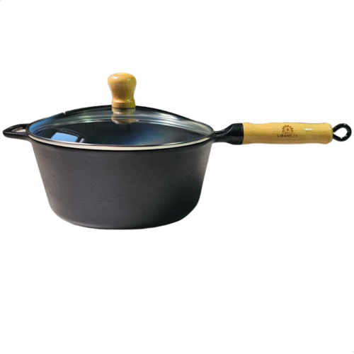 Ca�arola cabo de madeira tampa de vidro 1,2 litros 16cm Lib