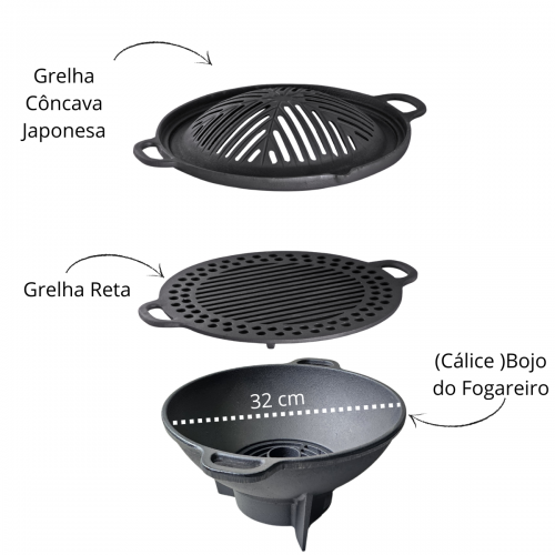 Churrasqueira Gengis Khan de Ferro 2 Grelhas 32 cm Libaneza