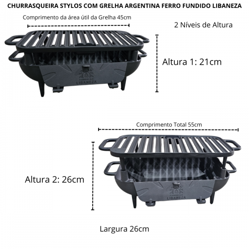 CHURRASQUEIRA STYLOS COM GRELHA ARGENTINA LIBANEZA