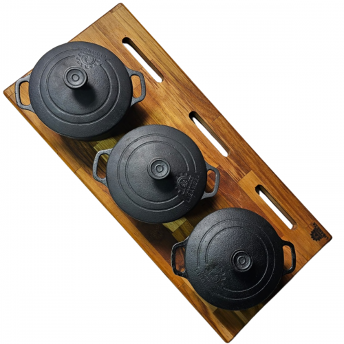 Conjunto 3 Panelinhas com Suporte de Madeira