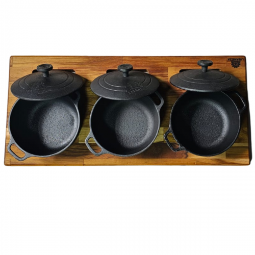 Conjunto 3 Panelinhas com Suporte de Madeira