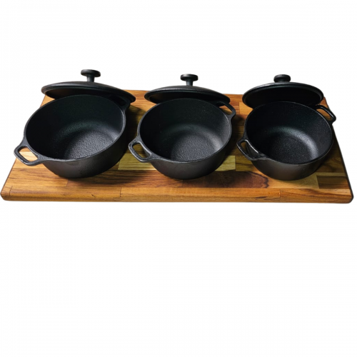Conjunto 3 Panelinhas com Suporte de Madeira
