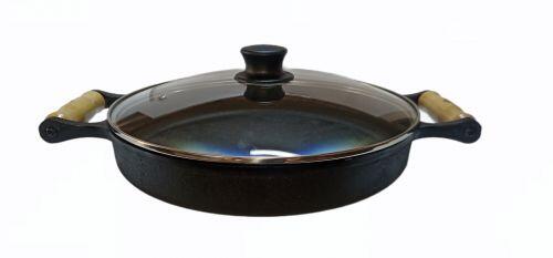 Frigideira Al�as de Madeira 28cm Com Tampa Vidro Libaneza