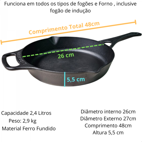 Frigideira cabo de FERRO 26 cm diâmetro Libaneza Sem Tampa