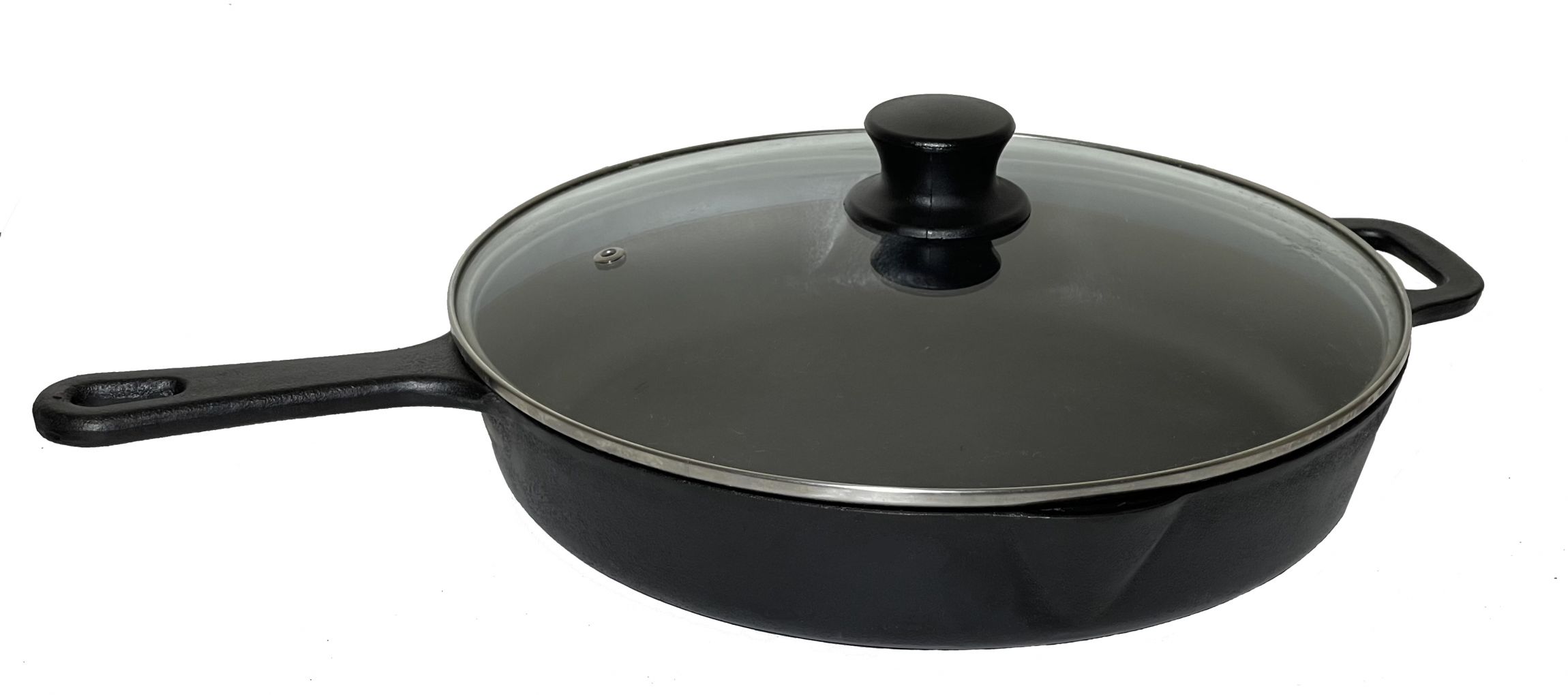 Frigideira Cabo De Ferro 29 Cm ( Com Tampa De Vidro)