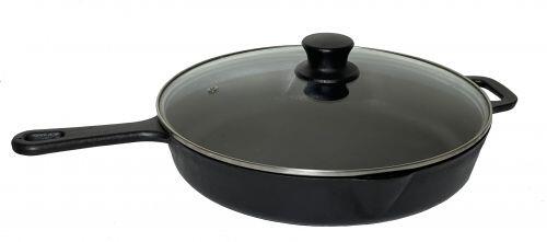 Frigideira Cabo De Ferro 29 Cm ( Com Tampa De Vidro)