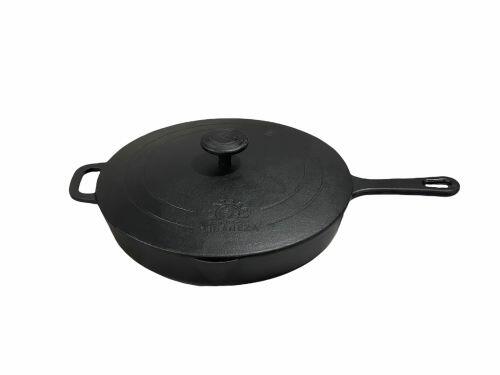 Frigideira Cabo De Ferro 28 Cm Com Tampa E Puxador De Ferro