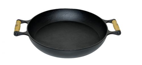 Frigideira Paella Ferro Fundido Com Tampa De Vidro 36 Cm Libaneza