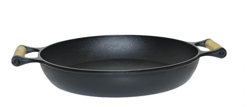 Frigideira Paella Ferro Fundido Com Tampa De Vidro 36 Cm Libaneza