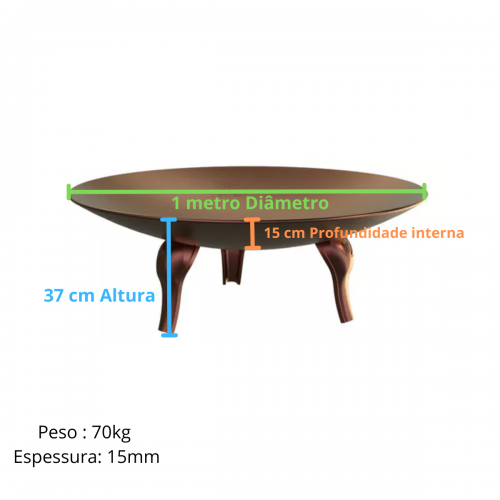 Lareira Envelhecida 100 cm Libaneza Braseiro de Jardim