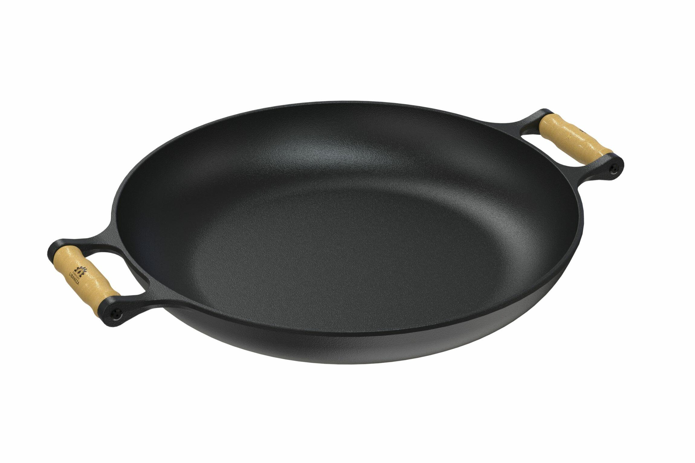 Paella Frigideira Ferro 40cm Alças De Madeira SEM TAMPA