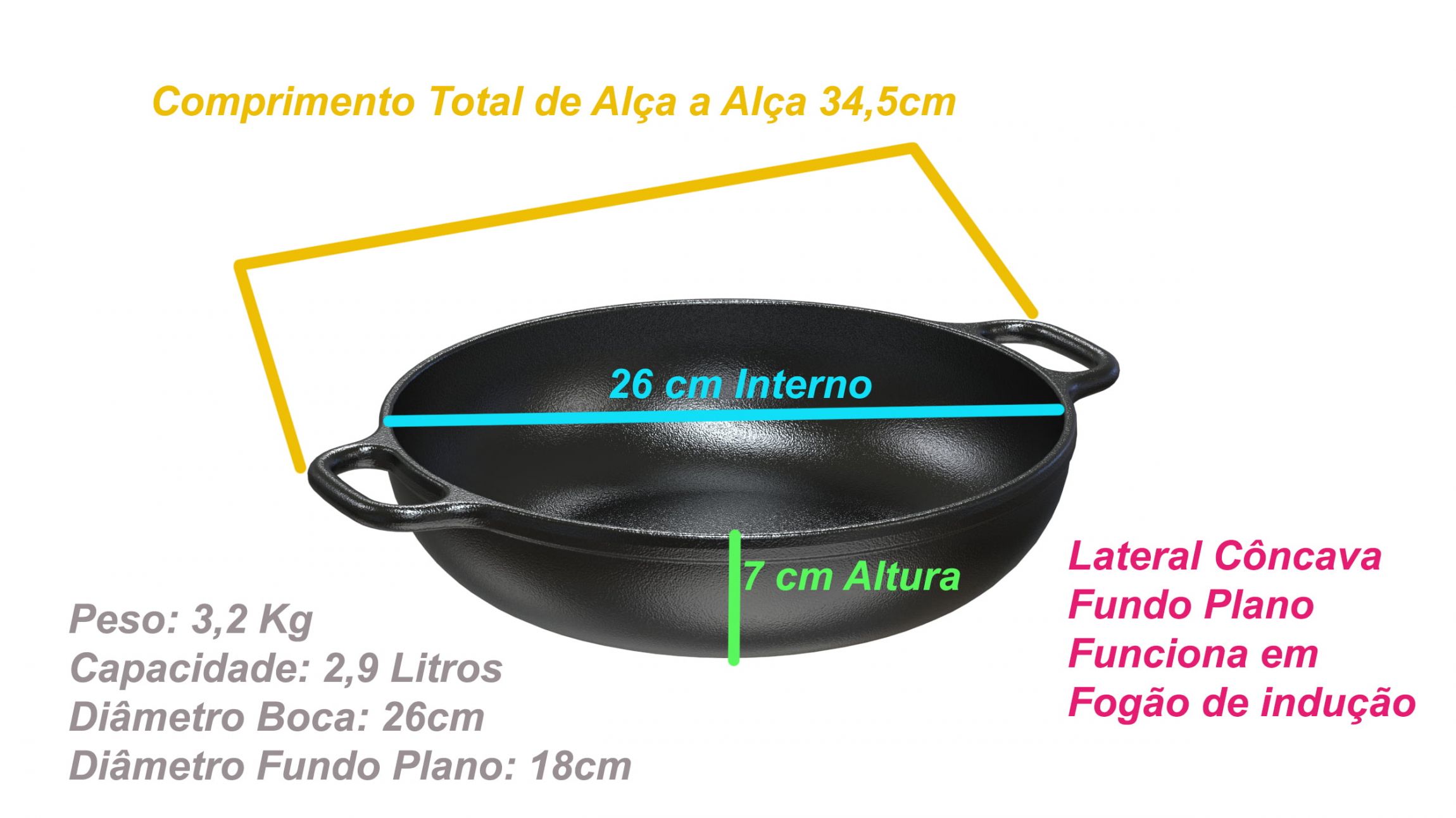 Panela Parmegiana 26 cm diâmetro Lib