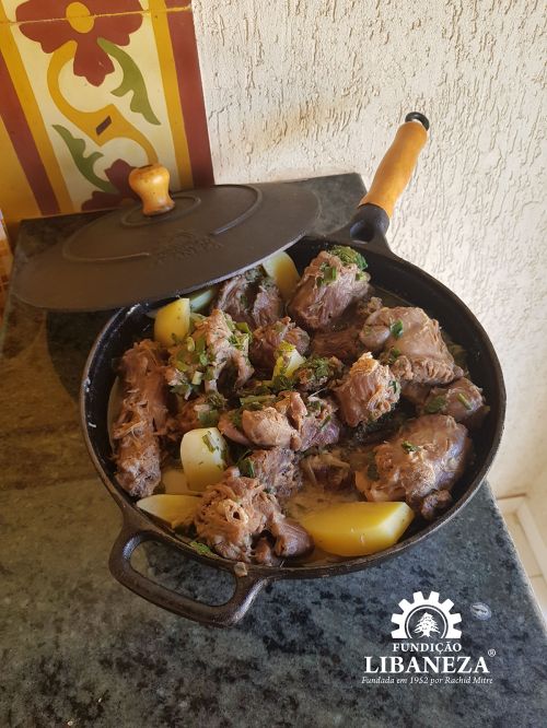 Panela Wok cabo de madeira 28 cm com tampa de vidro Lib