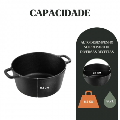 Conjunto Caçarola Frigideira Multiuso Defumação 8,2 litros