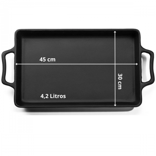 RECHAUD 2000 ASSADEIRA RETANGULAR ALCA DE FERRO 45x30cm 4,2L