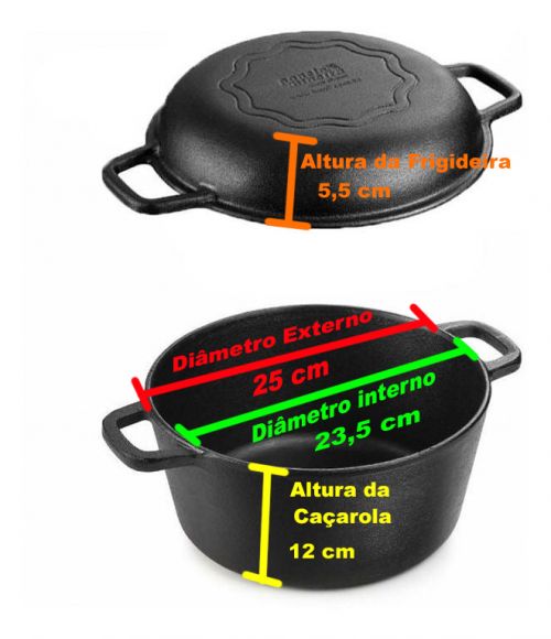 Conjunto Caçarola Frigideira Multiuso Forno Holandês