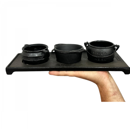 Kit Miniatura completo com 3 panelas e chapinha