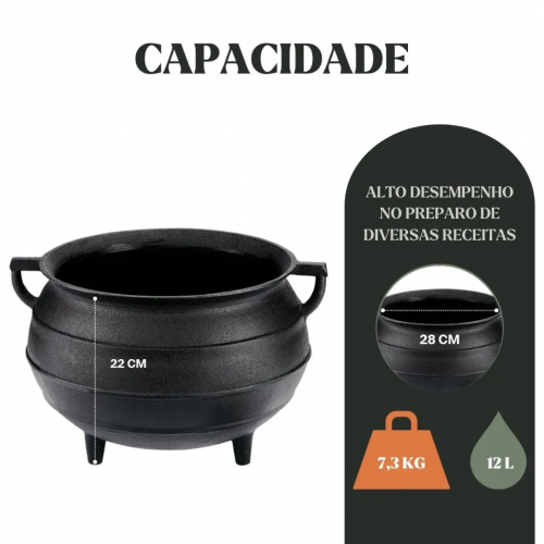 Panela Tradição Colonial 12 litros 26 cm diâmetro