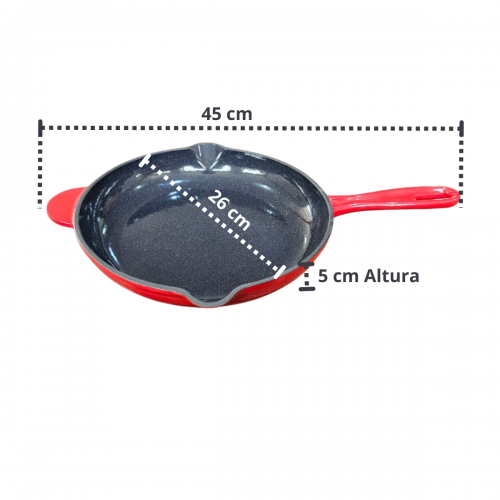 Frigideira de Ferro Esmaltada 27 cm Vermelha