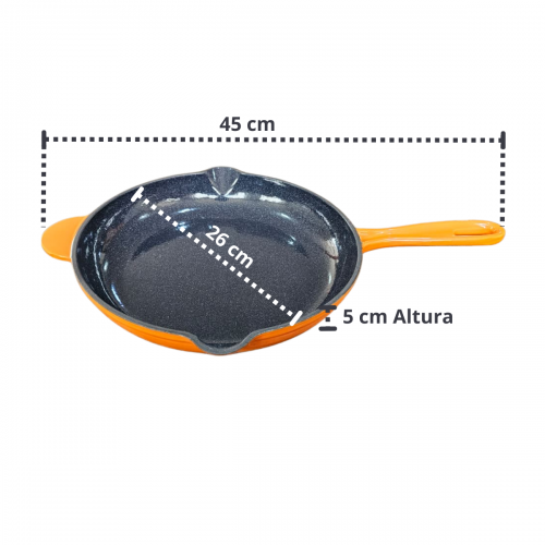 Frigideira de Ferro Esmaltada 27 cm Laranja LWG