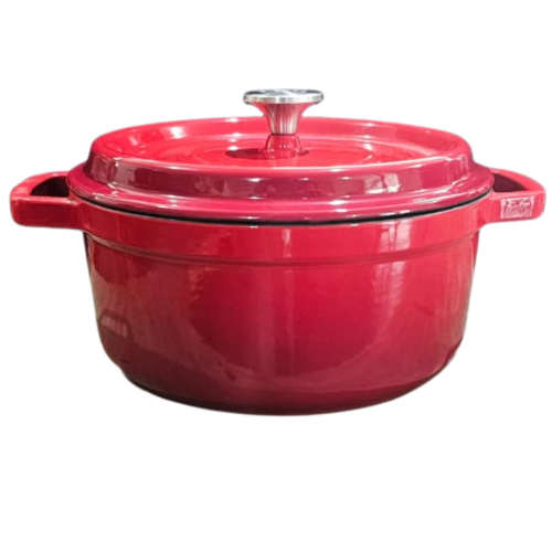CAÇAROLA DE FERRO ESMALTADA VERMELHA 24cm 4,1 Litros