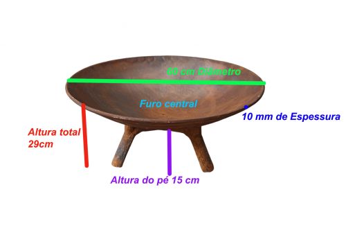 Lareira 60cm Ferro Fundido Envelhecida Braseiro Fogueira