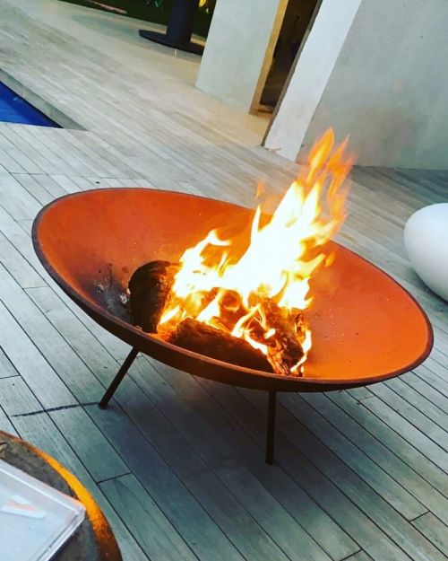 Lareira de ferro fundido 80 cm Envelhecida - Tacho aço corten