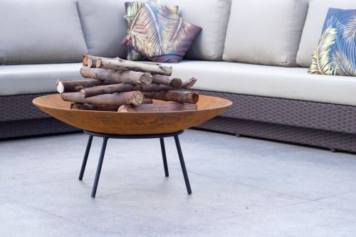 Lareira de ferro fundido 80 cm Envelhecida - Tacho aço corten
