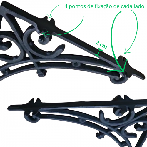 Par de Cantoneiras Suporte Mão Francesa Ferro 39x37cm 2un