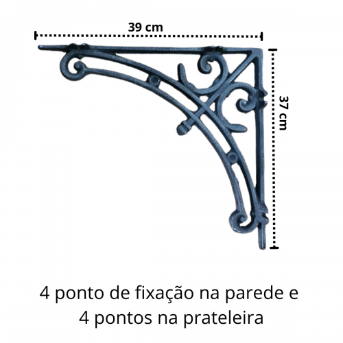 Par de Cantoneiras Suporte Mão Francesa Ferro 39x37cm 2un