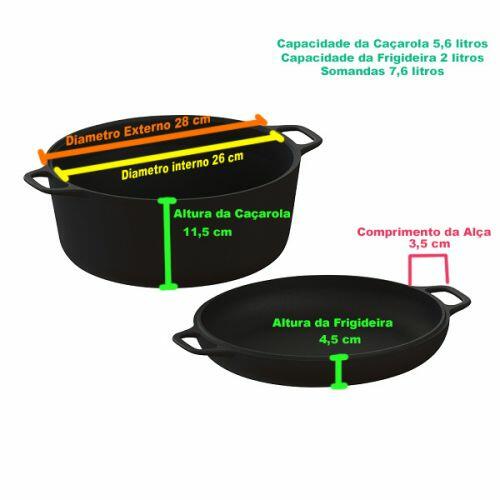 Conjunto Caçarola Frigideira Multiuso Lib 26cm - forno holandes