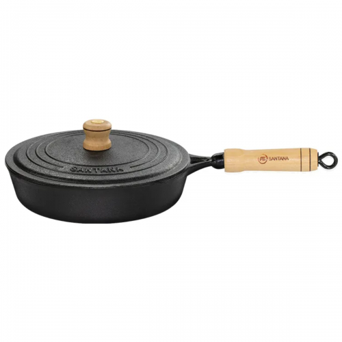Frigideira Cabo de Madeira 22cm 1,5L Com Tampa Ferro Santana