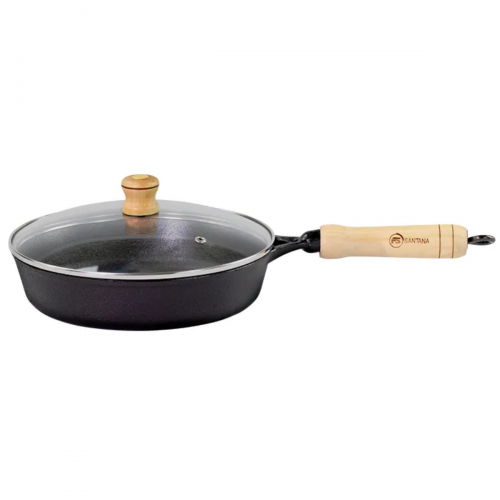 Frigideira Cabo de Madeira 22cm 1,5L Com Tampa Vidro Santana