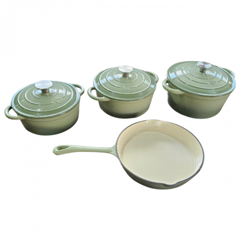 CONJUNTO DE 4 PANELAS DE FERRO FUNDIDO ESMALTADAS