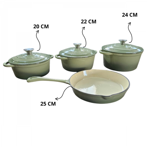 CONJUNTO DE 4 PANELAS DE FERRO FUNDIDO ESMALTADAS