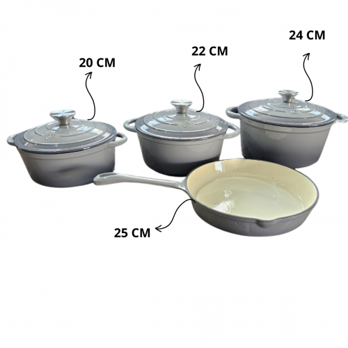 CONJUNTO DE 4 PANELAS DE FERRO FUNDIDO ESMALTADAS