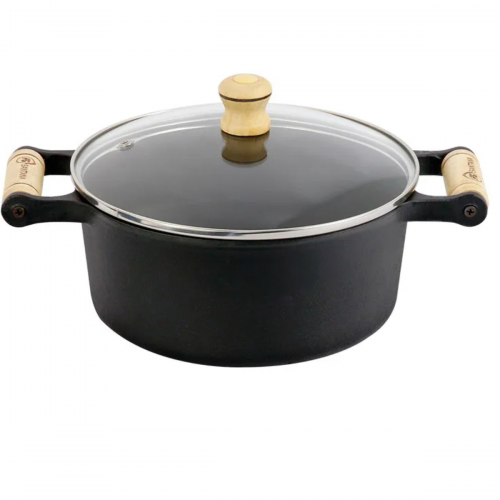 Caçarola Alça de Madeira Tampa de Vidro 10,2 litros 32 cm FS