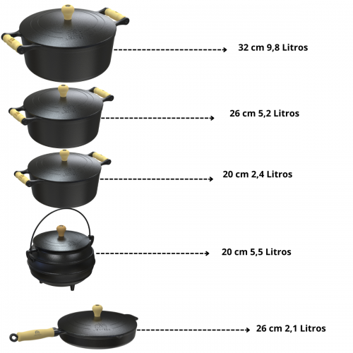 Kit 3 Ca�arola 32 ,26 ,20 Cm e Frigideira 26 e Tripe 5L Lib