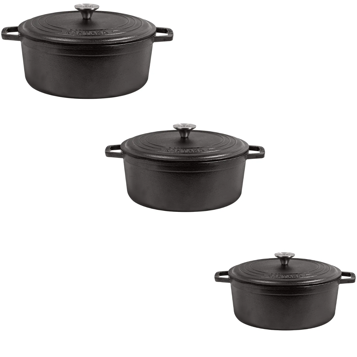 Kit 3 Caçarolas Neo De Ferro Fundido 18cm 20cm 22cm Santana