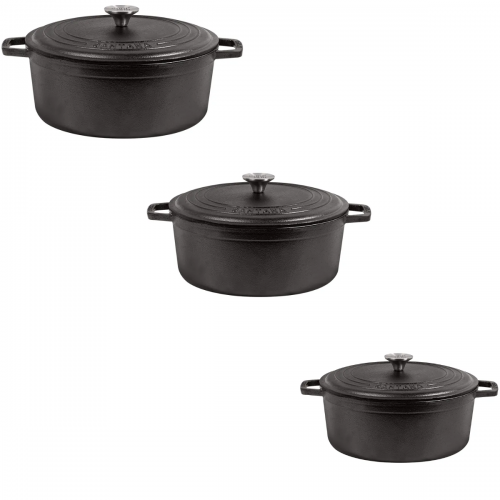 Kit 3 Ca�arolas Neo De Ferro Fundido 18cm 20cm 22cm Santana