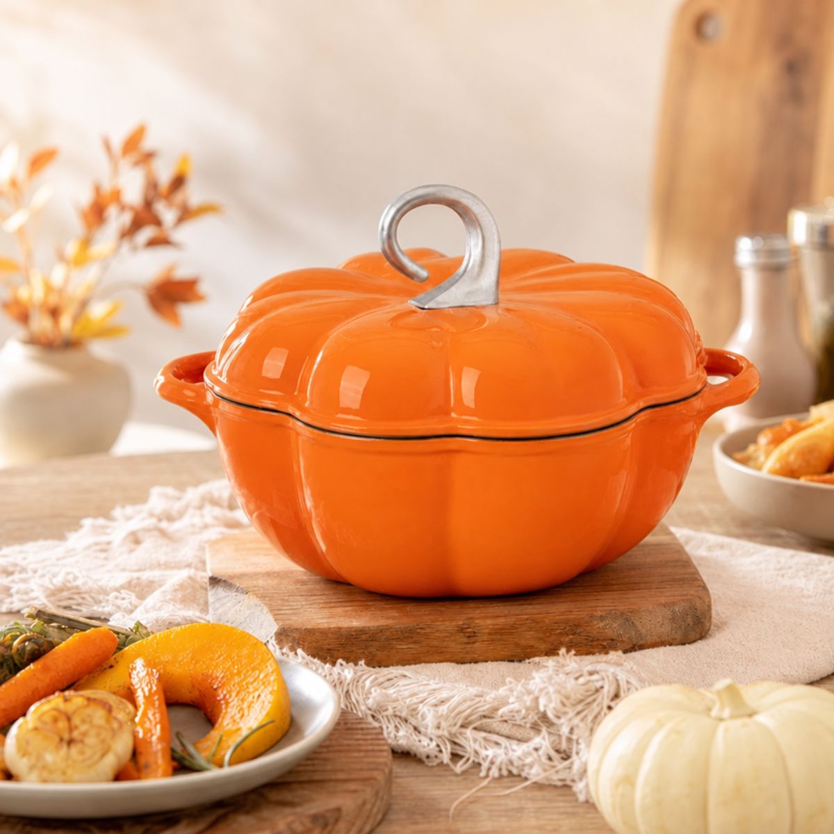 Panela Esmaltada Caçarola Ferro Staub Abobora 24cm Laranja