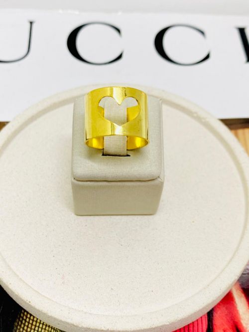 Anel Cora��o Vazado Dourado