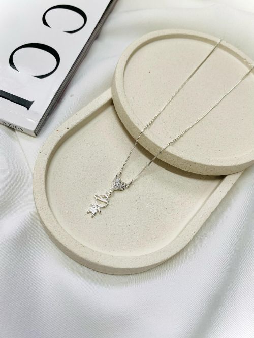 Colar Filhos Pingente de Cora��o Cravejado na Microzirc�nia Prata